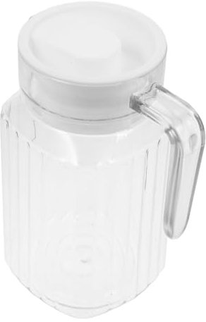 BELLIFFY 500ml Leakproof Plastic Juice Jug with Spout Handle Striped Design for Cold Beverages and Bar Use