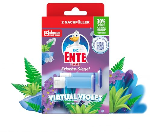 WC-Ente Frische-Siegel Nachfüller, körbchenloser WC-Reiniger, WC Duft, Virtual Violet, 2 Nachfüller (2 Stück)