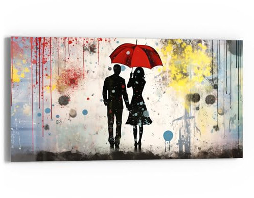DEQOART Cuadro de cristal auténtico, diseño de melancolía doble, horizontal, una pieza, 60 x 30 cm, bonita decoración, mural para salón, dormitorio, pasillo y cocina