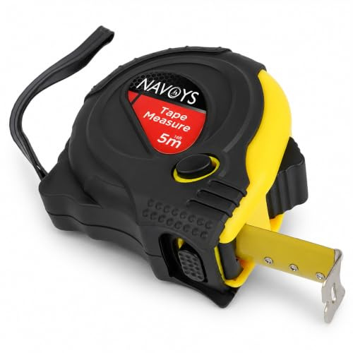 5 Metre Retractable Tape Measure with Dual Break Button Design, Rubberised Grip and Protective Shell, Inches & Centimetres, Ideal for DIY Projects (5M Tape Measure)