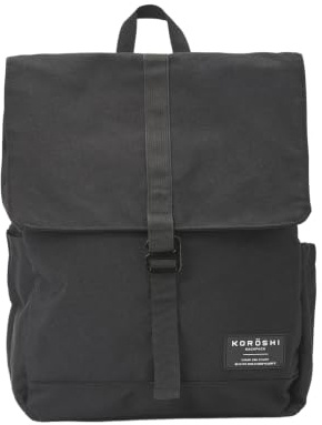 Koroshi Sac à dos pour homme avec fermeture à rabat, Noir , one_size, Sac à dos traditionnel