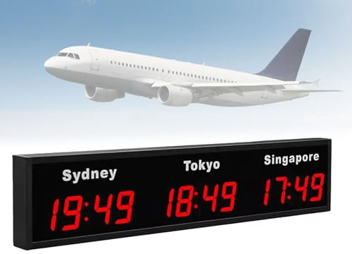 Horloge mondiale LED avec plusieurs fuseaux horaires, grand écran pour une lecture facile, idéale pour les hôtels, les entreprises multinationales et les aéroports