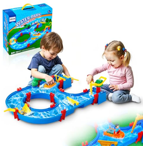VEVOR Table à Eau avec 39 Accessoires, Table de Jeux d'eau Enfant, Parc Aquatique d'Été, Jouets d'Activités Sensorielles pour Jardin Pelouse Plage, pour Tout-Petits, Garçons, Filles de 3 Ans et Plus