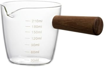 Jian1004 Salsera Salsera de Vidrio con Escala, Tazas medidoras con Mango de Madera, Cocina casera, Tazas de Leche for Hornear, Tazas for Salsa para Salsas, aderezos y cremas(M)
