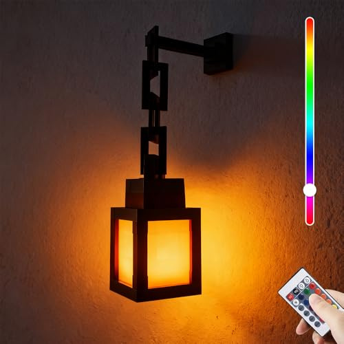 SGZIOO Lampada da Parete Torcia 16 Colori, 17,8cm Craft Lampada a Torcia, 3 Livelli di Luminosità,Ricaricabile Tramite USB,con Telecomando,Lamp 3D Torch per Bambini Sala Giochi Regali Camera e fes