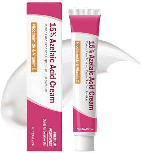 15% Azelaic Acid, Acido Azelaico, Crema Quita Manchas Cara, Reduce Las Cicatrices Del Acné y Los Puntos Negros, Mejora el Tono de la Piel Opaca y Proporciona una Hidratación Refrescante, 20g