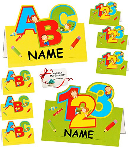 alles-meine.de GmbH 72 Stück Tischkarten/Platzkarten - Schulanfang & Schultüte - für Jungen & Mädchen - zum Schulanfang & Schuleinführung/Kindergeburtstag - Party Karte..