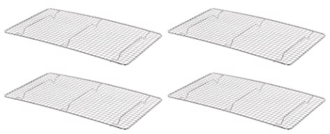 TrueCraftware- 18x 10 Full Size Rectangular Wire Pan Grate Chrome-Plated Set of 4 -Fits Full Size Sheet Pans Cookie Pans Cooling Rack Baking Sheet Grate Cake Rack for Pies Cookies Pastries Cakes