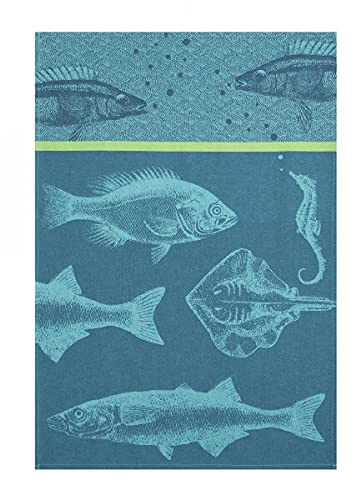 Coucke Badetuch aus französischer Baumwolle, Jacquard, 50,8 x 76,2 cm, Türkis