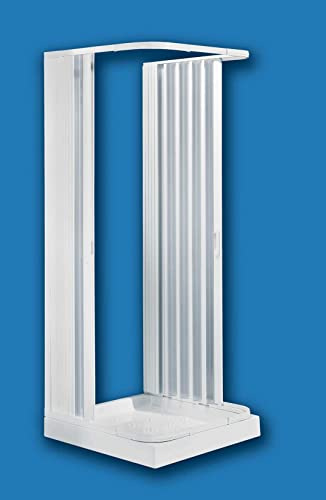 Negrari Hobby Box Cabina Doccia Riducibile Tre 3 Lati 70x70x70 H 184 cm Simmetrica Muro Parete Apertura Centrale Bianco Profili PVC Ante Scorrevoli Soffietto Tagliabile Accorciabile Arredo Bagno