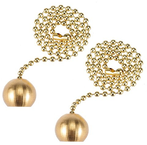 uxcell 12 inch Brass Pull Chain Extension Ornaments Decorative Ball Pendant for Ceiling Fan Light Pack of 2