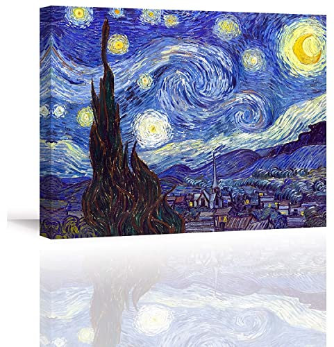 PIY PAINTING Quadri su Tela Starry Night by Van Gogh Riproduzione di Famosi Stampe su tela Dipinti ad Olio Paesaggio Pittura Tela Wall Art per Home Room Decor Regalo per la festa della mamma 30x40cm