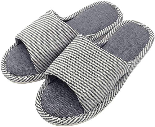 AioTio Pantoufle Confortable antidérapante en Lin et Coton décontracté pour Femmes et Hommes (Bleu Marine, Adult, Men, Numeric_43, Numeric_Range, EU_Footwear_Size_System, Numeric_44, Medium)