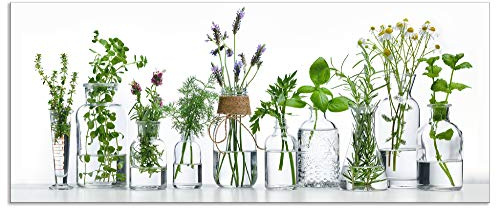 ARTland Spritzschutz Küchenrückwand aus Alu für Küche Herd Spüle 120x50 cm (BxH) mit Motiv Pflanzen Kräuter Gewürze Lavendel Basilikum Blumen H9KE