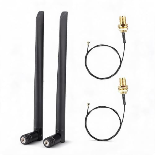 Kafuty 2PCS Cable de Tarjeta de Red M.2 / NGFF y 2X 6DBi Antena para 9260NGW / 7265AC / 9650AC / BCM94360 con Cabezal SMA Compatible con Varios módulos de Tarjeta de Red