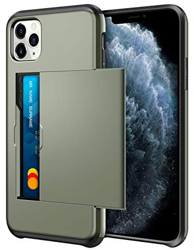 Coolden for iPhone 11 Pro Max Case Wallet Shockproof Protective Soft Bumper Phone Cases Card Holder Slot Wallet Case Cover for iPhone 11 Pro Max (Army Green)
