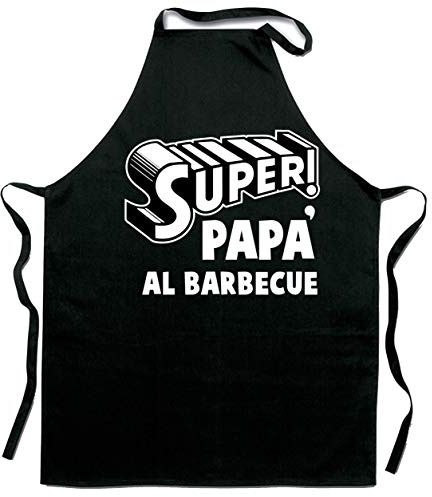 bubbleshirt Grembiule Barbecue Divertente Super Papà Al Barbecue – Uomo - in Poliestere - Idea Regalo Originale per Festa del Papà, Compleanno e Amanti della Griglia