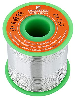 Ultradünner Lötdraht, feine Stärke Kolophoniumkern, bleifrei, 0,3 mm, 200 g, Flussmittel, 2,5% Sn99, Ag0,3 Cu0,7, für hochpräzises elektrisches Löten, winzige Komponenten