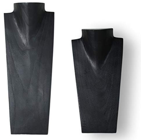 ART-CRAFT Schmuckständer Kettendisplay Schmuckbüste aus Holz schwarz 2er Set 30 und 40cm