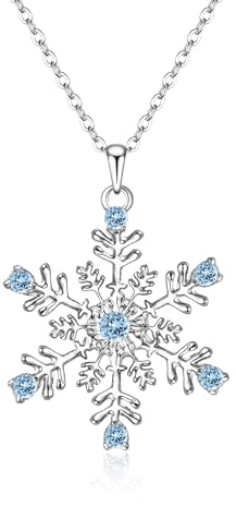 EVER FAITH Damen Halskette Österreich Kristall Party Winter Schneeflocke Blume Anhänger Kette für Mädchen Blau Silber-Ton