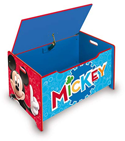 ARDITEX – Spielzeugtruhe aus Holz Mickey Mouse – 62,5x40x37 cm – Farbe Rot und Blau – Ideal zum Aufbewahren von Spielzeug, Kleidung oder Gegenständen im Kinderzimmer