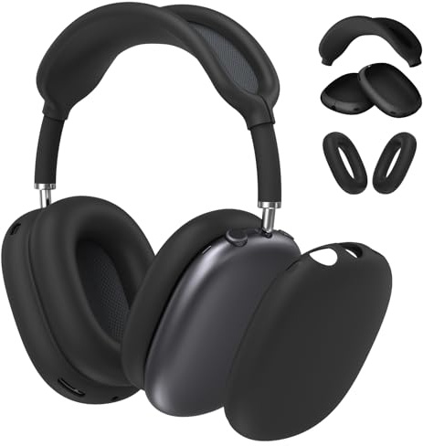 Fintie 3-in-1 Silikonhülle für AirPods Max 2 (2026) & AirPods Max 1 (2020/2024), Kratzfeste Schutzhüllen für Ohrpolster, Ohrmuscheln und Kopfbügel, weiche Schutzhülle, Kopfhörer Zubehör, Schwarz