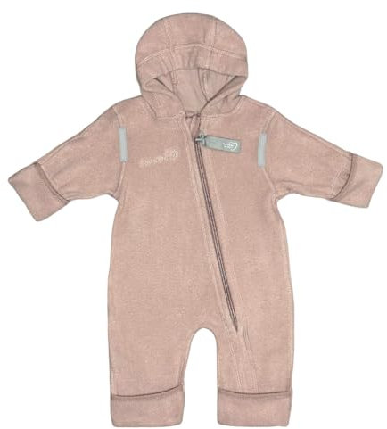 Hoppediz Overall aus Bio-Baumwolle, extra lange Beine - perfekt für die Babytrage, Umschlagbündchen an Händen und Füßen - rosenquarz 68-74