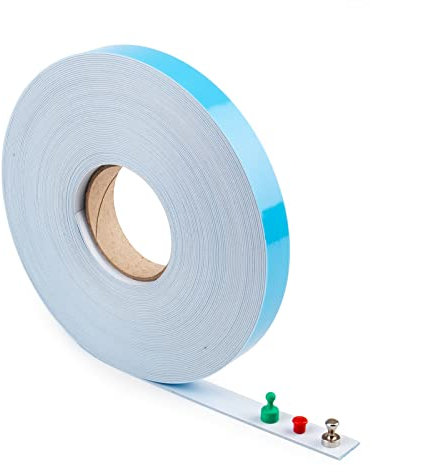 magnets4you - Nastro metallico autoadesivo | bianco | larghezza 25 mm al metro | base adesiva per magneti, ritagliabile