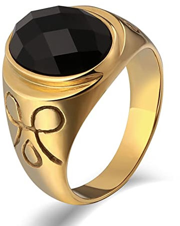 Stfery Herren Siegelring Personalisiert, Herren Ring Zeigefinger Symbol-Oval Ringe Personalisiert zum Valentinstag Gold, 60 (19.1)