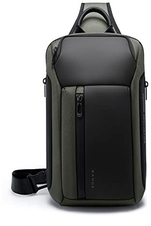 FANDARE Sac Poitrine à Bandoulière Affaires pour Homme - Sacoche d'Épaule Multi-Poches Imperméable - Voyage, Sport, Randonnée, Vélo, Camping, Excursion - Petit Sac à Dos en Polyester Vert
