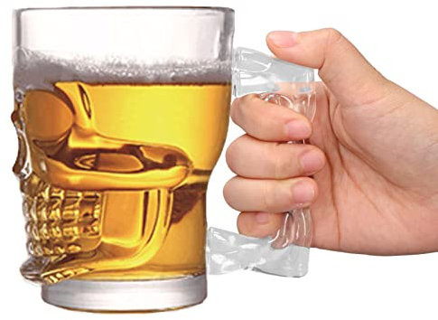 Boccale da birra Tazza da whisky 500 ml Tazza da birra con teschio Tazza da birra in vetro borosilicato alto KTV Bar Tazza da whisky per la festa della famiglia Regali di compleanno per gli uomini