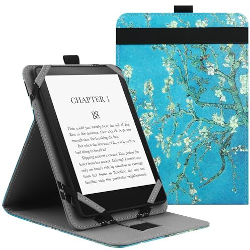 VOVIPO Funda protectora universal para kindle Paperwhite/colorsoft Kobo eReaders de 6-6.8-7, Funda folio compatible con Kindle/Kobo/Tolino/Pocketook/Sony 6-6.8-7 pulgadas ebook reader-Apricot Flower