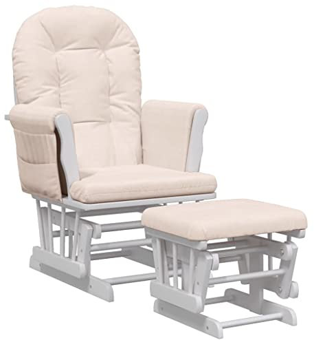 vidaXL Schaukelsessel mit Hocker Schaukelstuhl Relaxsessel Relaxstuhl Schwingsessel Sessel Stuhl Stillstuhl Wohnzimmer Gleitend Hellrosa Stoff