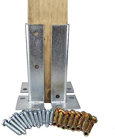 ZAQYCM Support/Fixation Poteau Bois Ancrage De Poteau Ajustable pour Clôture en Bois, Support De Poteau en Acier Inoxydable pour Rambarde De Terrasse, Boîte Aux Lettres, Pergola Et Allée(4 Pcs)