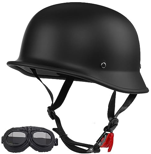 BYGMWEP Vintage Motorradhelm Halbhelme mit ECE, Halbschalenhelm für Herren und Damen, Jethelm Retro, Chopper Helm, Scooter-Helm, Fahrradhelm, mit Schnellverschlussschnallen 55~62cm