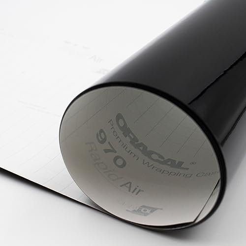 Finest Folia Lámina para coche Oracal 970RA negro 30x152 cm adhesivo para coche con molduras cromadas, sin burbujas (Oracal 970RA-070)