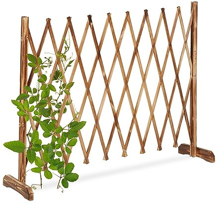 Relaxdays Grigliato in Legno per Rampicanti, Allungabile 275 cm, Graticolato per Piante, per Giardino, Balcone, Marrone, 90 x 275 x 28 cm