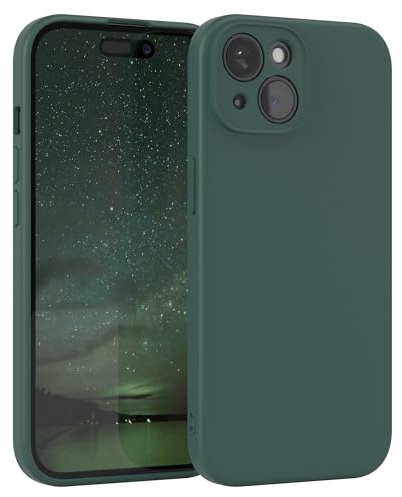 EAZY CASE - Silikonhülle für iPhone 15 Hülle Silikon Case Grün weich stoßfeste Handyhülle Schutzhülle mit Kameraschutz Dünn Premium Schutz Cover TPU Phone Bumper in Piniengrün Matt