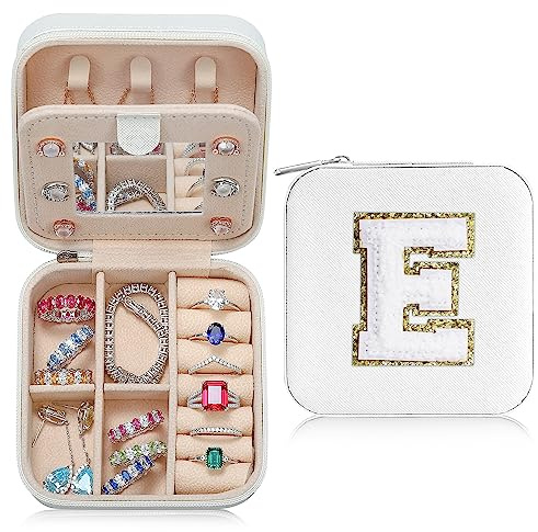 TINGN Schmuckkästchen Mädchen - Klein Schmuckkästchen Reise Schmuckaufbewahrung Schmuckkasten Damen Buchstaben E Schmuckschatulle Personalisiert Geschenke für Frauen Mädchen Freundin Mama Geschenk