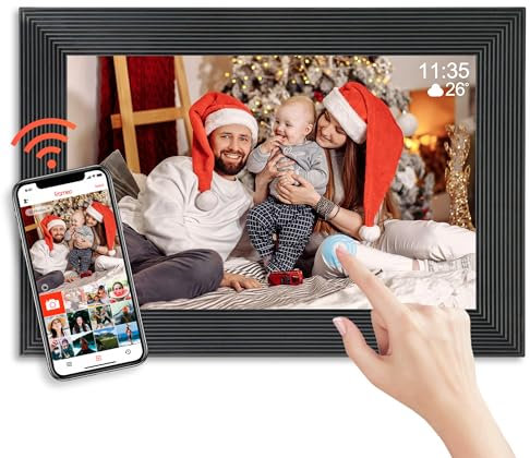 Golony Frameo WLAN Digitaler Bilderrahmen,10.1-Zoll Digitaler Fotorahmen,1280x800 IPS Touchscreen,32GB,Automatisch drehbar,Teilen Sie Fotos/Videos jederzeit und überall mit Frameo APP.