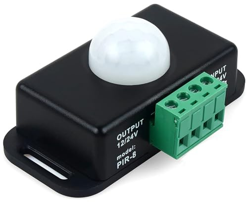 Greluma 1 Stück 12V/24V Bewegungssensor Schalter, PIR Sensor LED Schalter Controller für Flexible LED Streifen