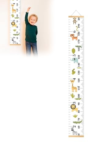 Thapncow Wandaufkleber abnehmbare messlatte|Kinder wachstumstabelle|Baby wachstum wandlineal|Geeignet für Wanddekoration in Kinderzimmern, Wohnzimmern, Spielzimmern, Kindergärten usw. (200cm*50cm)