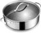 BEZIA Schmorpfanne 28cm Induktion, Schmortopf mit Deckel 5,1l, Edelstahl 18/10 beschichtet, Pfanne Bratpfanne Servierpfanne für alle Herdarten geeignet, backofenfest, hoher Rand