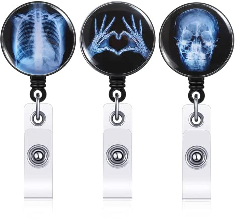 RQSMYLR Ausweishalter mit einziehbarem Clip, einziehbar, Krankenschwester, Namen, Badge, Clip, Radiologie, Tech Badge, mit Krokodilclip, für Krankenschwestern, Ärzte, Lehrer, Studenten, 3 Stück