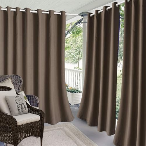 Hiseng Tende Gazebo per Esterno Impermeabili, Tende da Esterno con Occhielli Tenda per Balcone Idrorepellente 1 Pezzo Tenda Oscurante da Esterno Termica per Giardino (250x270cm,Colore caffè)