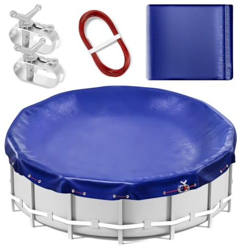 18FT Round Pool Cover for Above Ground Pools, Ultra Thick and Durable Above Ground Pool Cover, Premium Cold and UV Resistant 18 FT Winter Pool Cover