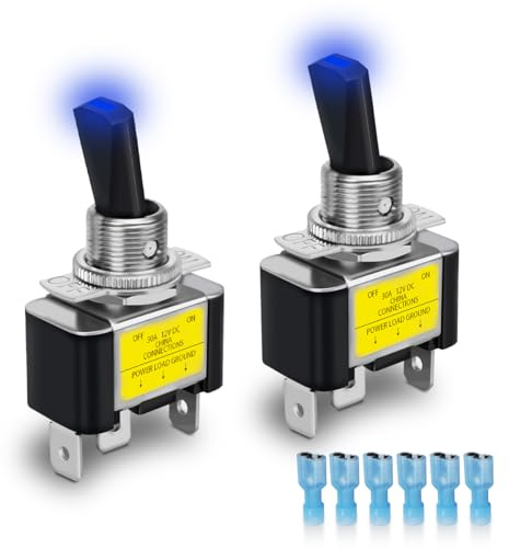 Innfeeltech 2 interrupteurs à bascule pour lampe à bascule, 12V 30A SPST 3 bornes interrupteur à bascule à 2 positions lumière bleue