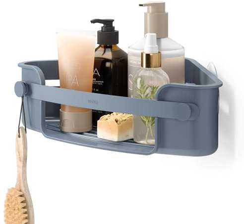 Umbra Cesta esquinera Adhesiva Estante de Ducha de Esquina Flex, Cloruro de polivinilo