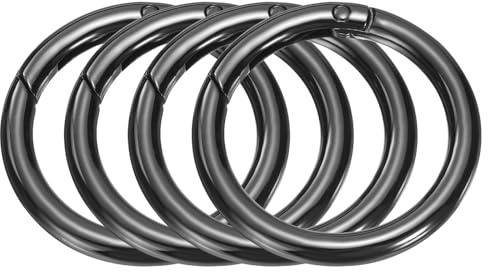 QUARKZMAN 4 Stück Runder Karabiner 41mm, Universeller Premium-Schlüsselanhänger Geeignet für DIY-Schlüsselanhänger, Rucksäcke, Geldbörsen, Handtaschen, Schwarz