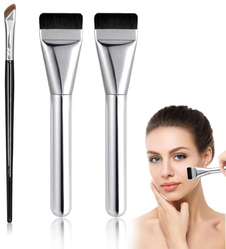 VONJUMA 2 Pièces Pinceaux Ultra Fins Pour Fond De Teint Fond De Teint Correcteur De Cernes Pinceau À Poudre Liquide Pour Fond De Teint Liquide Crème Ou Poudre Avec 1 Pinceau Eyeliner Incliné